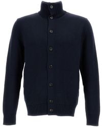 Zanone - Oversized Cardigan With High Ribbed Collar And Button Closure - Lyst