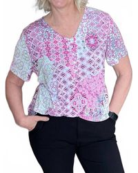 I TOUCH - Jigsaw Short Sleeve Patch Print Top - Lyst