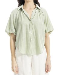 Max Studio - Bubble Sleeve Button Front Shirt - Lyst