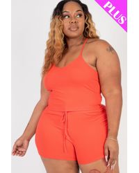 TRUEDAMES - Fashnzfab Plus Size Ribbed Crop Cami Top & Shorts Set - Lyst
