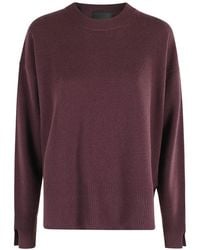 Roberto Collina - Bordeaux Crew Neck Sweater With Side Slits - Lyst