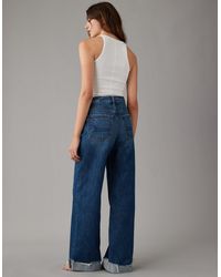 American Eagle Outfitters - Ae Super High-waisted baggy Wide-leg Cuffed Jean - Lyst