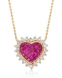 Ross-Simons - Ruby And . Diamond Heart Necklace - Lyst