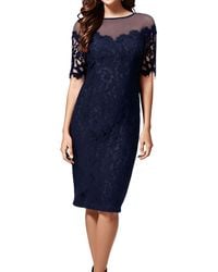 Eliza J - Mixed Media Lace Midi Dress - Lyst
