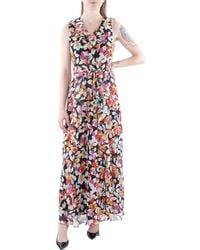Karl Lagerfeld - Chiffon Floral Print Maxi Dress - Lyst