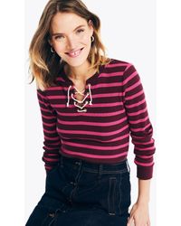 Nautica - Striped Long-sleeve Rib-knit Top - Lyst