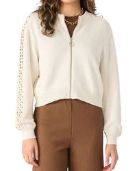 Dex - Crochet Sleeve Bomber Sweater - Lyst