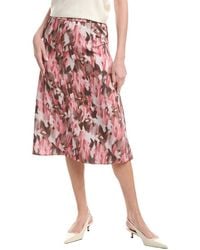 Misook - Printed Crepe De Chine Pull-On Midi Skirt - Lyst