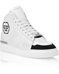 Philipp Plein - Leather Mid-Top Sneakers Hexagon - Lyst