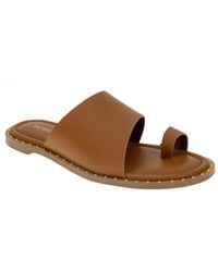 BCBGeneration - Zinda Faux Leather Toe Loop Slide Sandals - Lyst