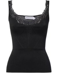 Self-Portrait - Lace-Trim Fitted Tank Top - Lyst