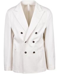 Eleventy - Double-Breasted Cotton-Blend Blazer - Lyst
