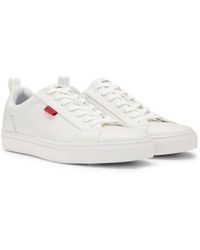 HUGO - Faux-Leather Trainers With Logo Flag - Lyst