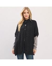 TRUEDAMES - Button Front Knit Poncho - Lyst
