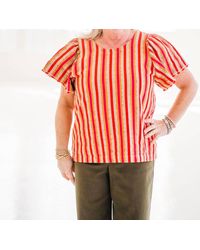 Ivy Jane - Stripe And Flutter Top - Lyst