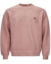 C.P. Company - Embroidered Cotton Sweatshirt With Logo – Powder Pink - Lyst