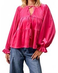 Bibi - Velvet Bow Tied Blouse - Lyst