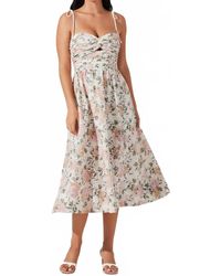 Astr - Sariah Pleated Eyelet Midi Dress - Lyst