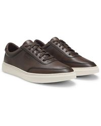 BOSS - Leather Trainers With Contrast Rubber Outsole - Lyst