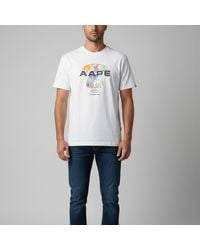 A Bathing Ape - Aape Graphic Logo Print Jersey Crewneck T-Shirt - Lyst