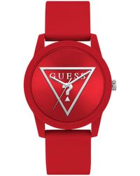 Guess Factory - Silver-tone And Silicone Analog Watch - Lyst