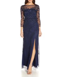 Adrianna Papell - Beaded Embroidered Evening Dress - Lyst