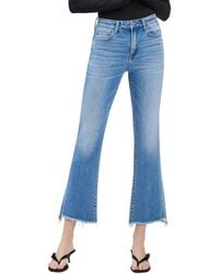 Flying Monkey - High Rise Slant Raw Hem Crop Flare Jeans - Lyst