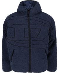 DIESEL - Hooded Sherpa Fleece Zip Jacket - Lyst