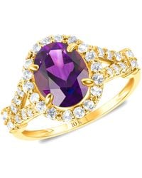 MAX + STONE - Solid 10K Or Oval Cut Gemstone Halo Birthstone Ring - Lyst