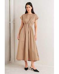TRUEDAMES - Nova Sand Woven Midi Dress - Lyst
