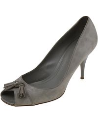 Tod's - Suede Embellished Fringe Peep Toe Pumps - Lyst
