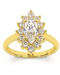 Pompeii3 - 1 1/2ct Marquise Diamond Halo Engagement Ring 14k Gold Lab Grown - Lyst