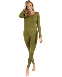Leveret - Two Piece Boho Solid Thermal Pajamas - Lyst