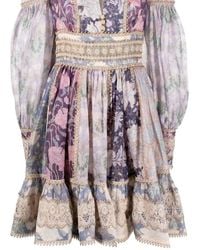 Zimmermann - Celestial Lace Panelled Linen Silk Mini Dress - Lyst