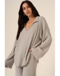 Project Social T - Zoey Brushed Rib Collared Long Sleeve - Lyst