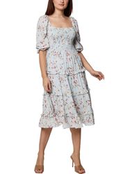 BCBGeneration - Floral Ruched Midi Dress - Lyst