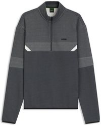 BOSS - Relaxed-Fit Zip-Neck Sweatshirt With Quilted Jacquard - Lyst