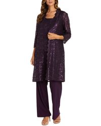 R & M Richards - Lace 3/4 Sleeve 3-Piece Pants Set - Lyst