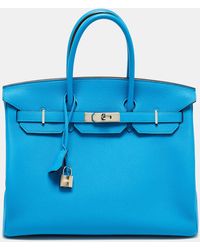 Hermès - Hermès Bleu Zanzibar/malachite Togo Leather Palladium Finish Birkin 35 Bag - Lyst