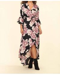 Veronica M - Romano Wrap Maxi Dress With Bell Sleeve - Lyst