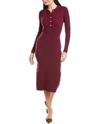 Tahari - Collar Half Button Down Rib Midi Dress - Lyst