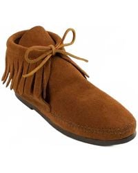 Minnetonka - Classic Fringe Hippy Hardsole Boot - Lyst
