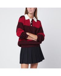 DUNST - Striped Wool Blend Polo Shirt - Lyst