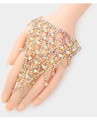 Fashnzfab - Round Stone Pointed Hand Chain Evening Bracelet Ab - Lyst