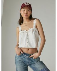 Lucky Brand - Eyelet Button Front Tank - Lyst