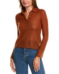 Vince - Brushed Mohair & Wool-blend Polo Sweater - Lyst