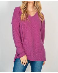 White Birch - Zig Zag Knit V-Neck Top - Lyst