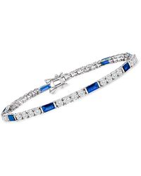 Ross-Simons - Cz And Simulated Sapphire Tennis Bracelet - Lyst