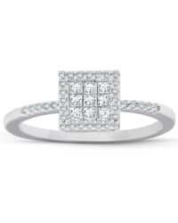 Pompeii3 - 3/8 Ct Princess Cut Diamond Halo Engagement Ring 10k Gold - Lyst