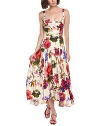 Nicholas - Drenica Drop Waist Linen-blend Midi Dress - Lyst